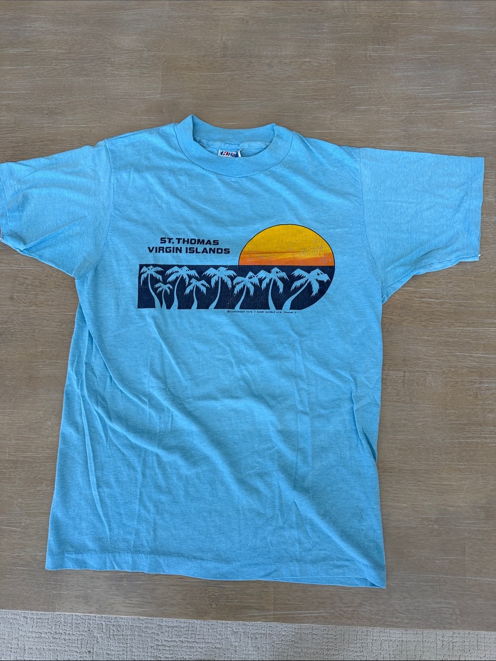 5/$20 Hanes vintage 1979 St. Thomas VI graphic tee, men’s size M, blue